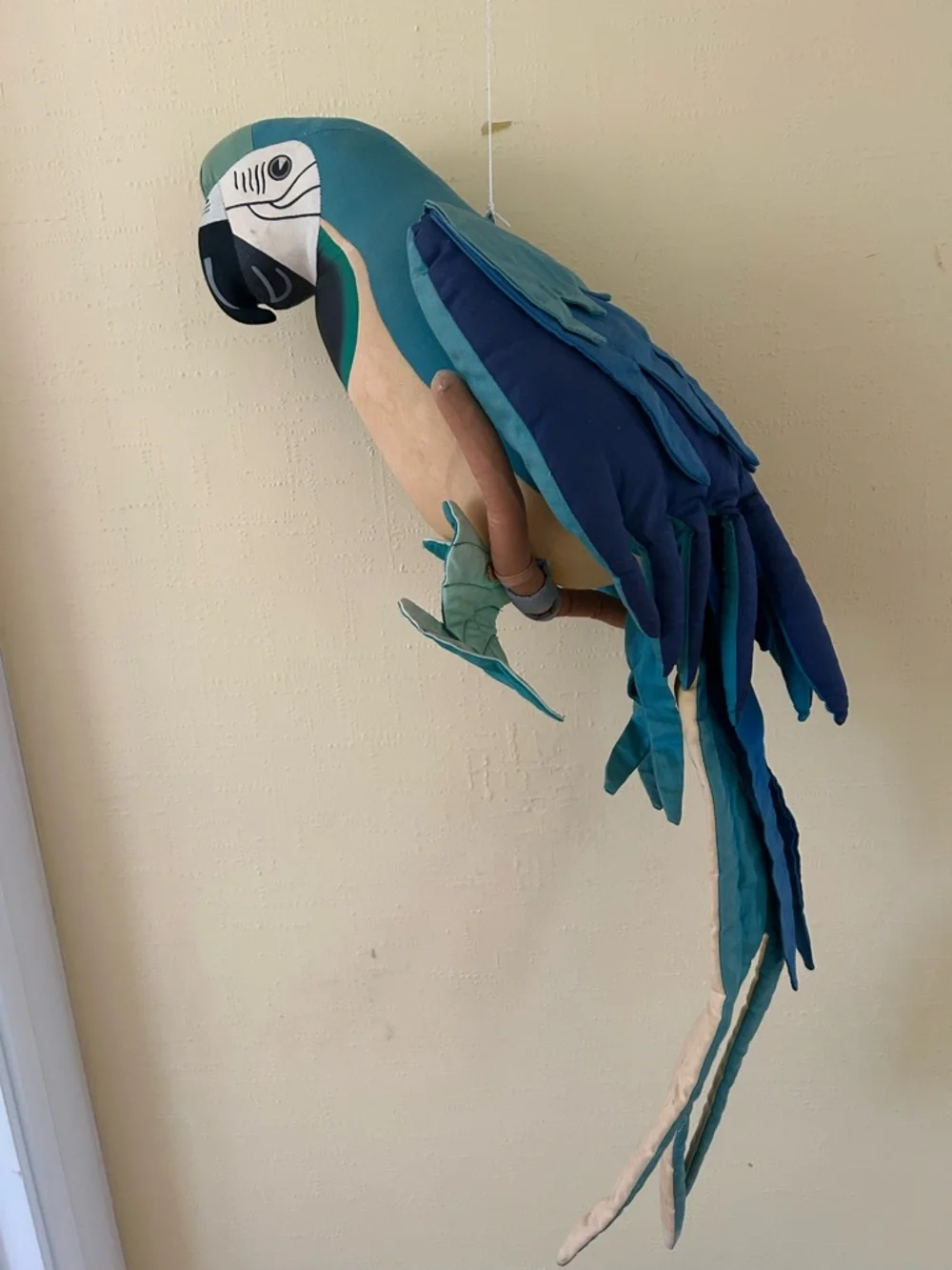 Stuffed fun Blue-Green Parrot Hanging Toy - Pets Bird large made in El Salvador